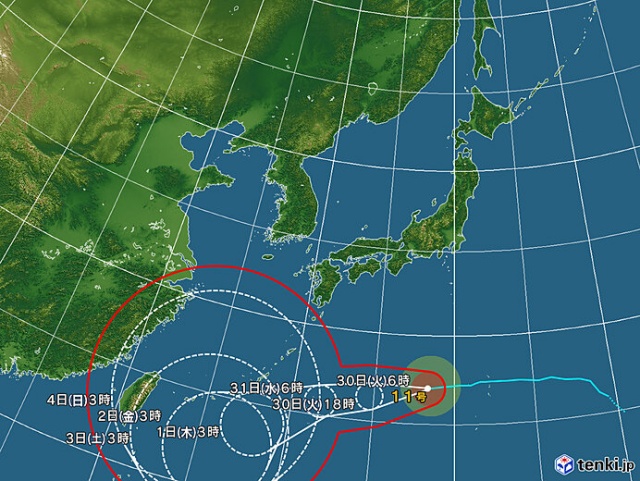 台風11号2022の米軍やWindyヨーロッパの進路予想は？九州に最接近するのはいつ？4a