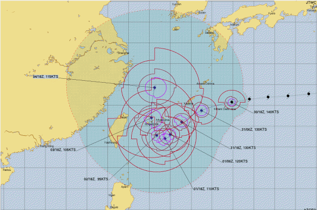 台風11号2022の米軍やWindyヨーロッパの進路予想は？九州に最接近するのはいつ？1b