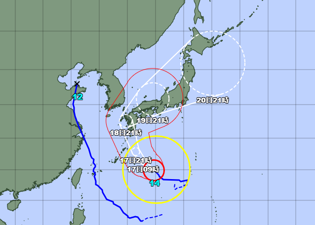 台風14号2022が東海地方に最接近するのはいつ？米軍やWindyヨーロッパの進路予想！a7