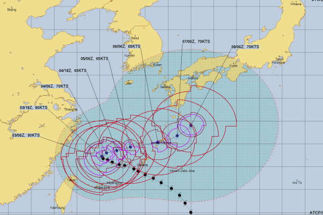 台風6号2023が大阪や関西地方に上陸する可能性は？米軍やヨーロッパの予想進路は？１