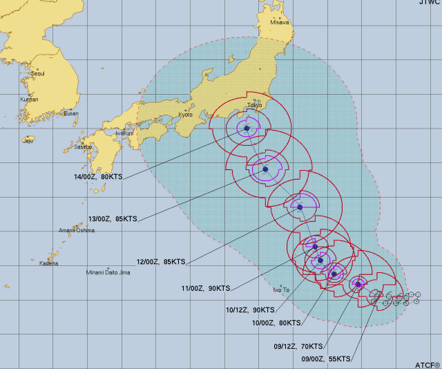 台風7号2023が関東に接近するのはいつ？米軍やヨーロッパの進路予想！１