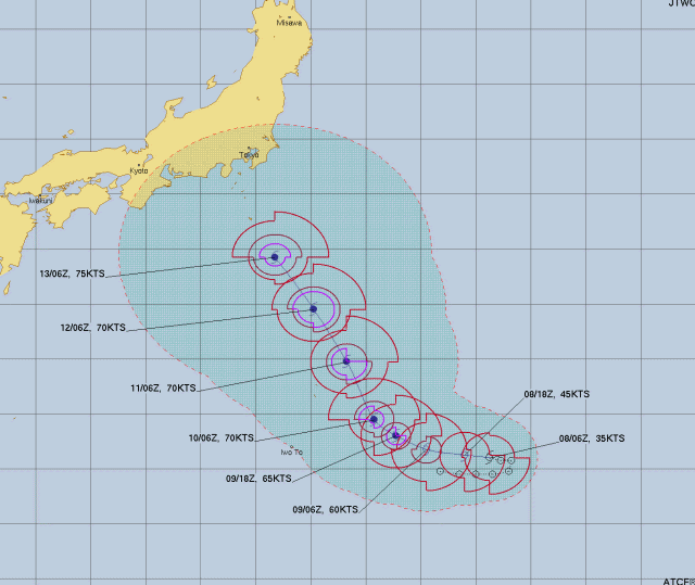 台風7号2023の米軍やヨーロッパとWindyの進路予想は？東海地方にいつ接近する？1