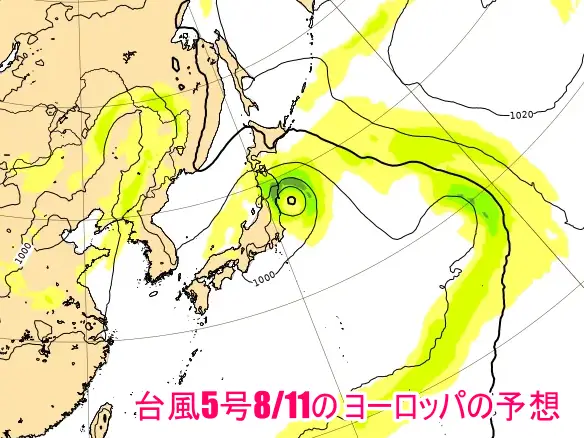 台風5号2024の米軍やヨーロッパの進路予想で東北地方に接近上陸するのはいつ？2