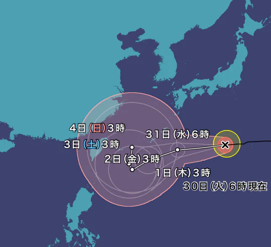 台風11号2022の米軍やWindyヨーロッパの進路予想は？九州に最接近するのはいつ？3a