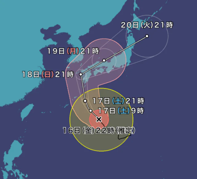 台風14号2022の米軍やWindyヨーロッパ最新進路予想で中国地方に接近するのはいつ？b5
