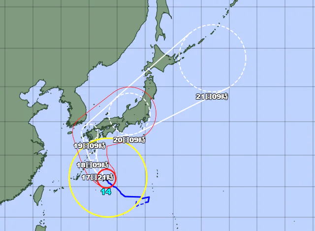 台風14号2022が東海地方に最接近するのはいつ？米軍やWindyヨーロッパの進路予想！c9