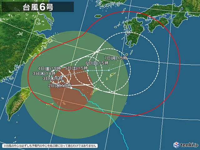 台風6号2023が四国地方に接近するのはいつ？米軍や各国の進路予想は？6